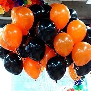 Шары с гелием под потолок Black & Orange 21 шар
