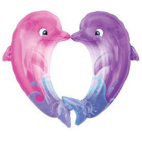 Фигура Дельфины целующиеся 86х76см шар фольга