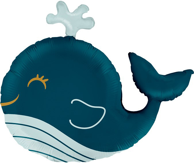 Шар фольга Фигура Счастливый кит 91 см с гелием
