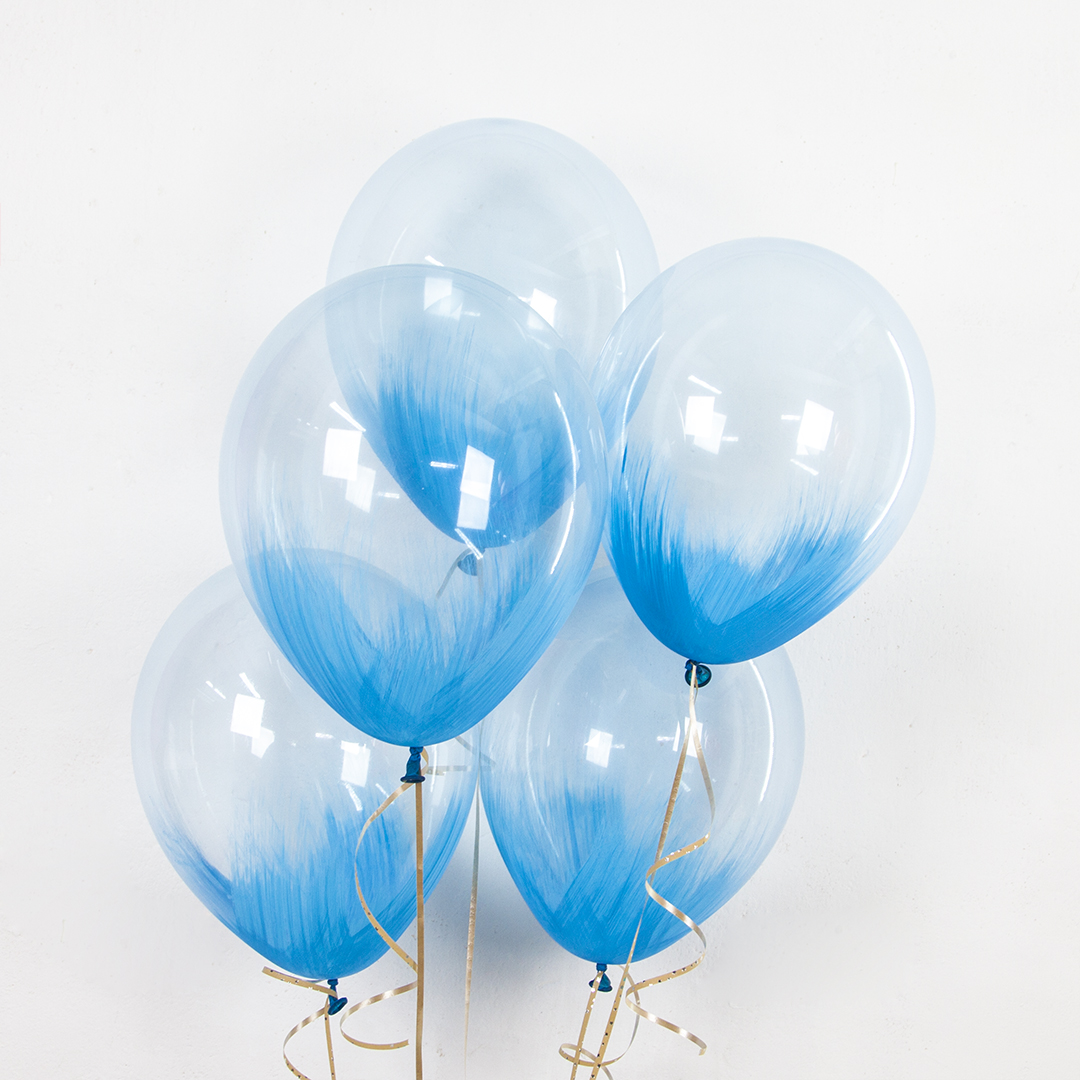 Воздушный шар Браш Голубой хрусталь кристалл 30 см с гелием и обработкой Хай-флоат