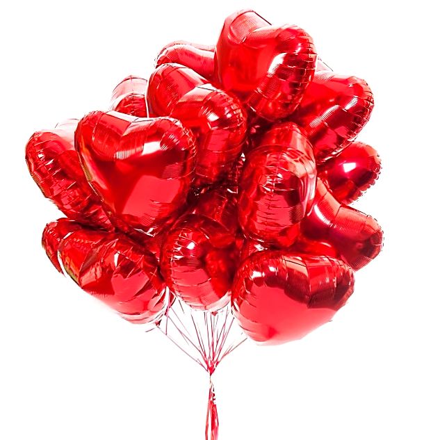 Облако из фольгированных сердец Red 15 шаров
