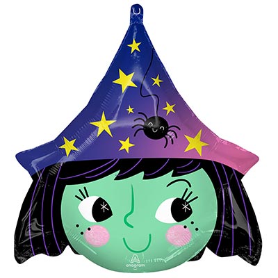 Шар фольга Фигура Ведьма милая Хэллоуин 48х48см с гелием