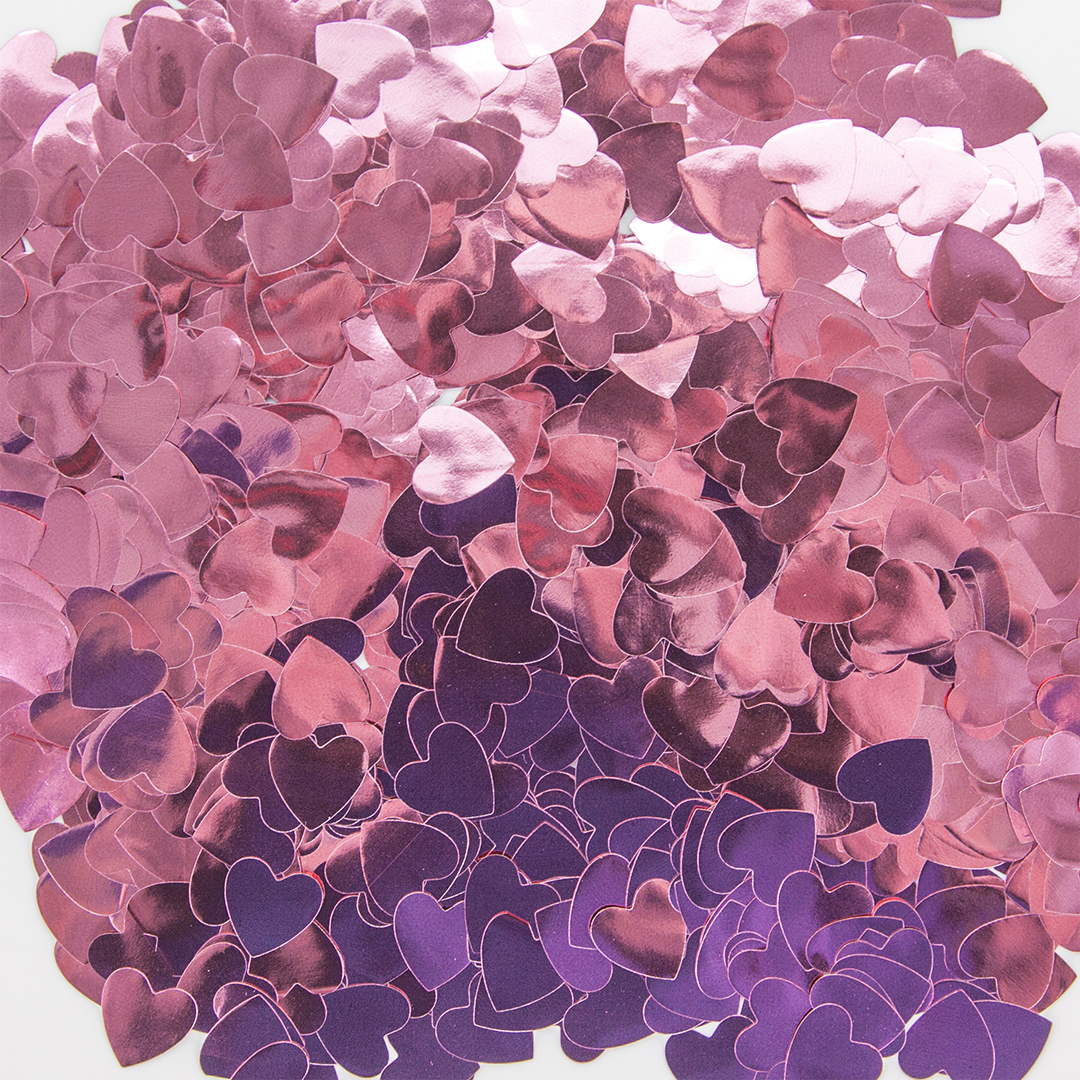Конфетти фольга Сердце Розовый Металлик 1,5 см, 50 г