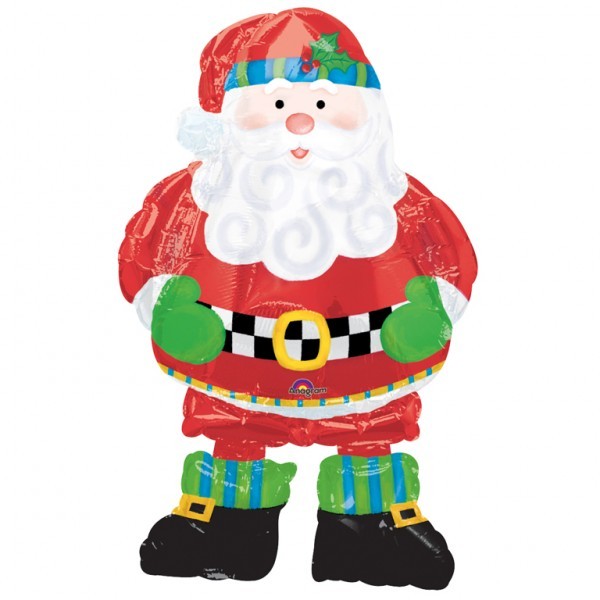 Ходячая фигура Санта в сапогах 94см шар фольга