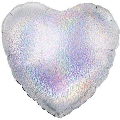 Сердце Silver голография 18"/45см шар фольга
