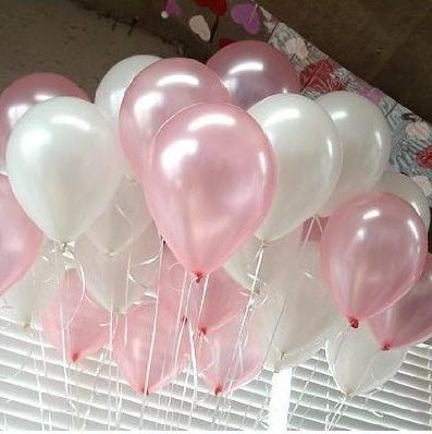 Облако из шаров c гелием на выписку девочки Pink+White perl 21 шар