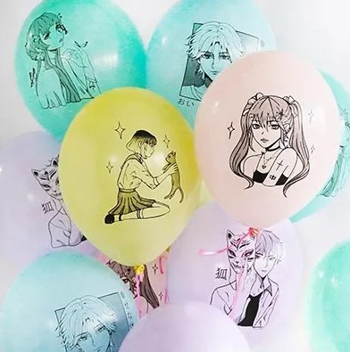 Воздушные шары с рисунком 36см Аниме с гелием и обработкой Хай-флоат