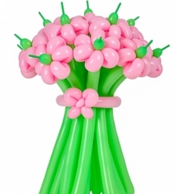 Цветок из шаров "Ромашки" pink с хвостиками