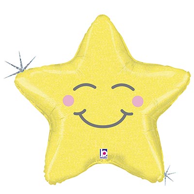 Шар фольга Фигура Звезда счастливая блеск 66см с гелием
