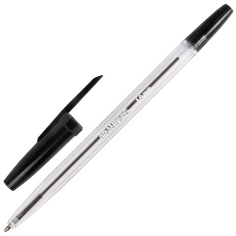 Ручка шариковая B "Line", ЧЕРНАЯ, корпус прозрачный, узел 1 мм, линия письма 0,5 мм