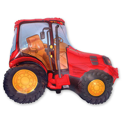 Фигура Трактор красный шар фольга