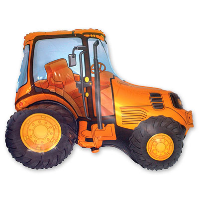 Шар фольга Фигура Трактор оранжевый с гелием