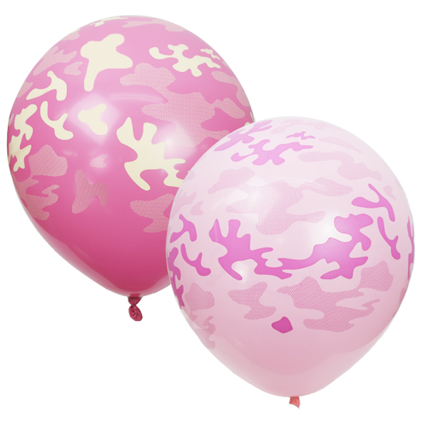 Воздушные шары Милитари Pink&Fuchsia 5ст 30см с гелием и обработкой Хай-флоат