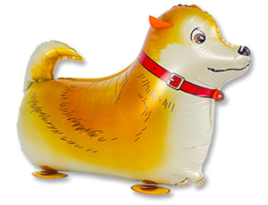 Ходячая фигура Собака рыжая 58 см шар фольга с гелием