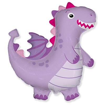 Шар фольга Фигура Дракон фиолетовый 92х92см с гелием