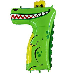 Шар фольга Цифра 7 Крокодил 92 см с гелием