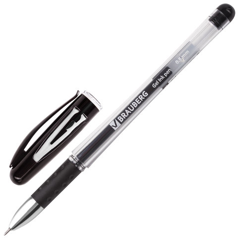 Ручка гелевая с грипом B "Geller", ЧЕРНАЯ, игольчатый узел 0,5 мм, линия письма 0,35 мм