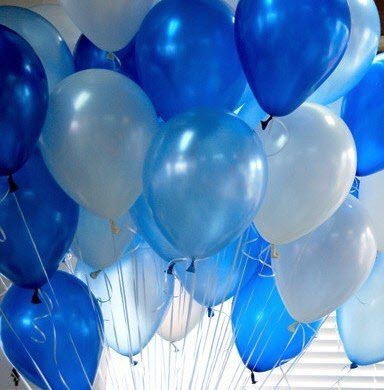 Шары с гелием под потолок perl White & perl Blue & metal Blue 21 шар