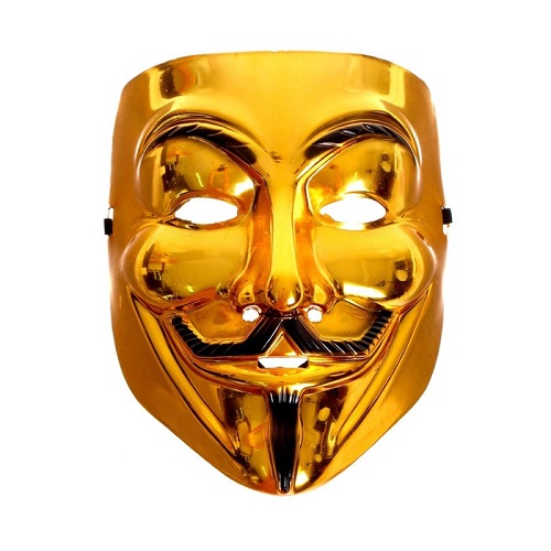 Карнавальная маска "Гай Фокс", цвет золото  купить на Хэллоуин недорого с доставкой или в розницу в магазине рядом с м. Коньково в Москве
