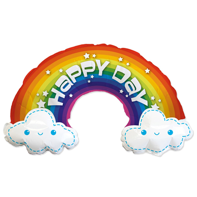 Шар фольга Фигура HAPPY DAY Радуга в облаках 99х35см с гелием