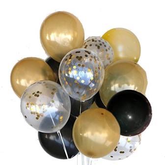 Облако из шаров с гелием Black decor+Gold metall+Confetti 21 шар