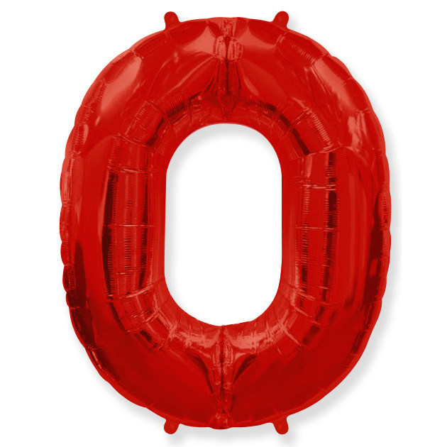 Цифра 0 Красный 40''/102 см шар фольга