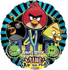 Шар фольга Поющий Джамбо /Муз Angry Birds 28"/71см с гелием