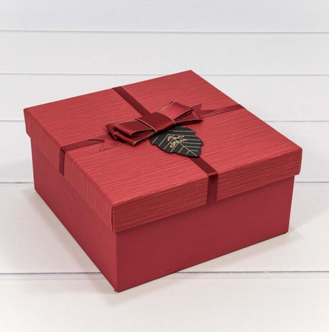 Коробка Квадратная с бантом "For You" Красный 15х15х6,5 см №1 7201530/10 №1 OMG-GIFT