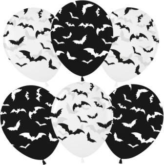 Набор шаров Летучие мыши, Ночь Хэллоуина, Черный/Прозрачный, кристалл, 5 ст упак (25 шт)