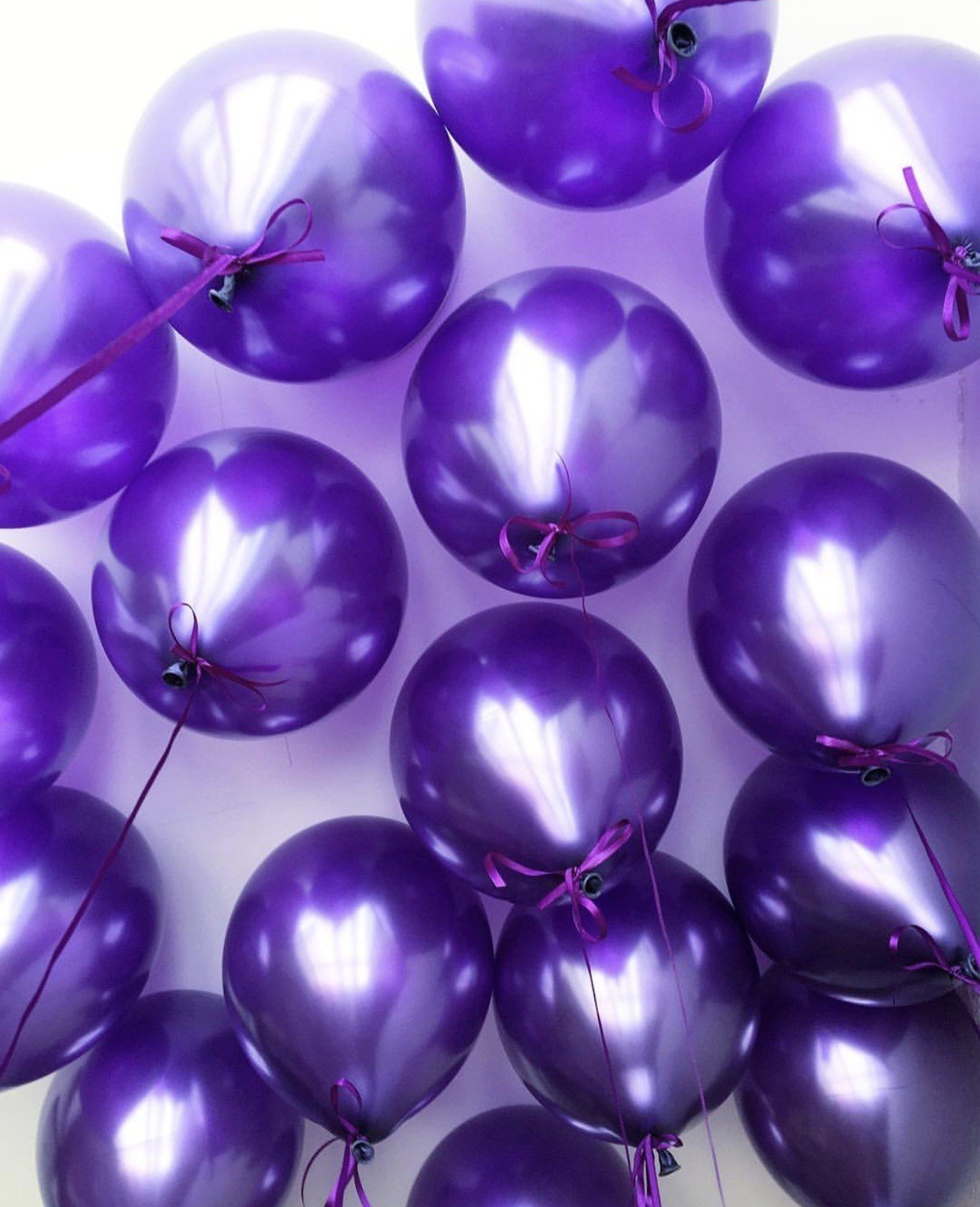 Шары с гелием под потолок Хром Фиолетовый 15 шаров