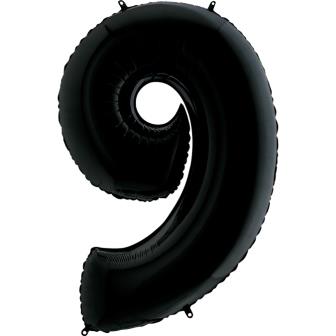 Цифра 9 Черный шар фольга