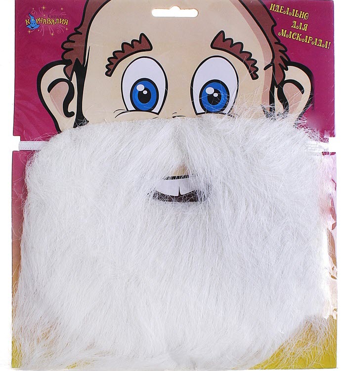 Карнавальная борода белая 21х25 см