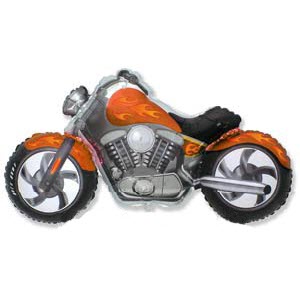 Шар фольга Фигура Мотоцикл оранжевый 57х115 см с гелием