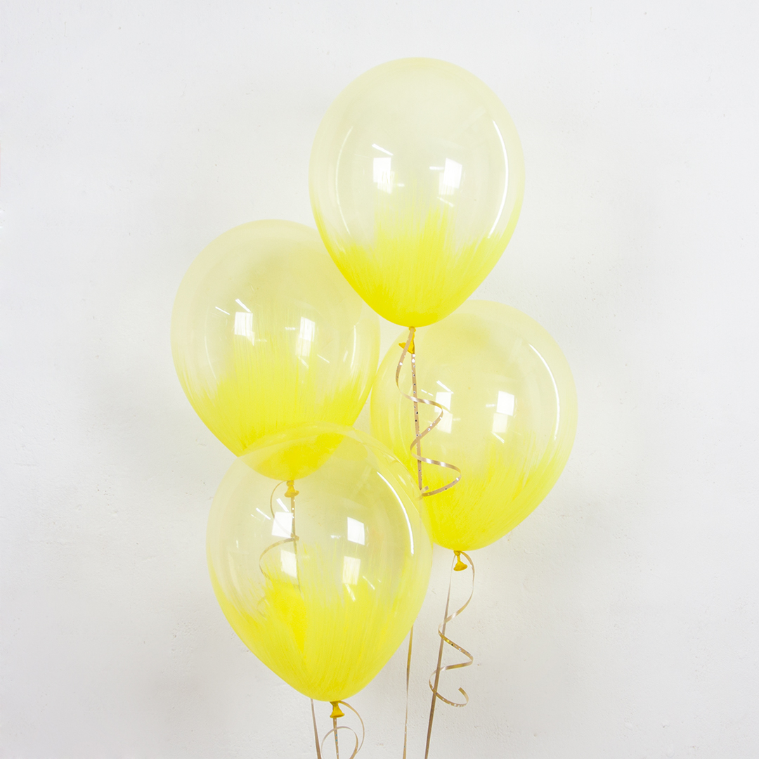 Воздушный шар Браш Желтый хрусталь кристалл 30 см с гелием и обработкой Хай-флоат