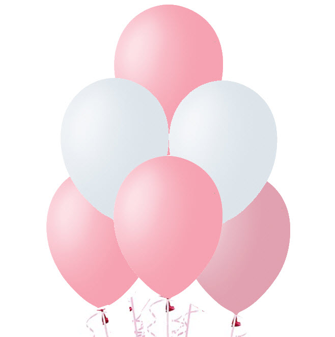 Облако из шаров 1 годик малышка Розовый+Белый 30 шаров