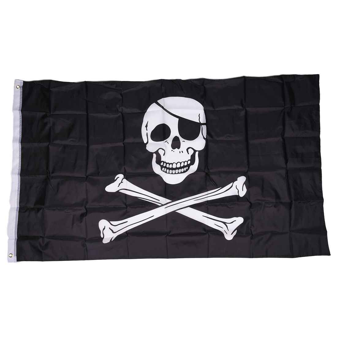 Флаг Пиратский развлекательный черный с черепом 61х42см
