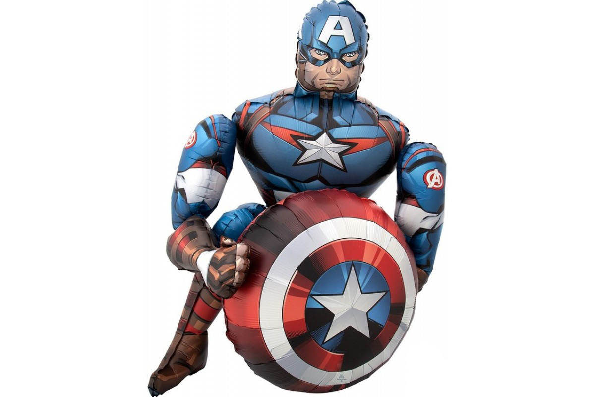 Ходячая фигура Воздух Мстители Капитан Америка 86х99 см шар фольга