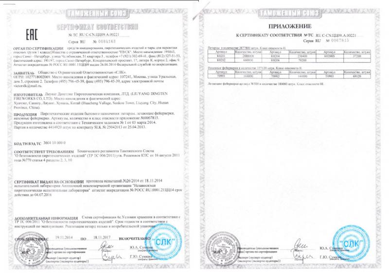 СЛК. Сертификат А.00221