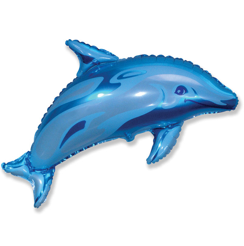 Фигура Дельфин голубой 56х95см шар фольга