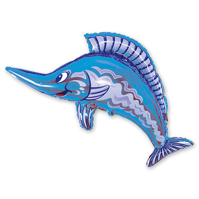 Фигура Рыба меч синяя 70х100 см шар фольга