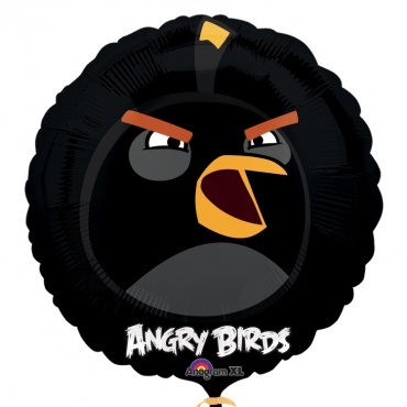 Круг Angry Birds Черная 18"/45см шар фольга