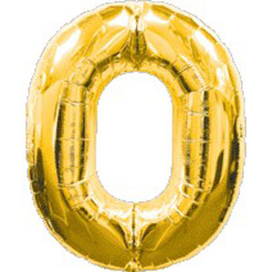 Шар фольга Цифра 0 Gold Золото 102 см с гелием