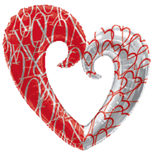 Шар фольга Фигура Любовь Сердце вензель двухцветное 74х69 см с гелием