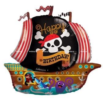 Фигура Пиратский корабль С Днем Рождения 36"/91 см шар фольга