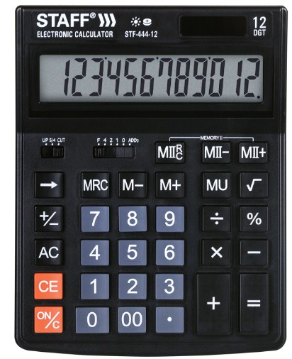 Калькулятор настольный STAFF STF-444-12 (199x153 мм), 12 разрядов, двойное питание