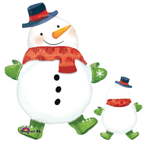 Фигура Снеговик с шарфом 79x61см шар фольга