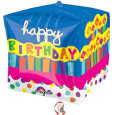 Фигура 3D Куб Happy Birthday Торт Праздничный 15"/38 см шар фольга