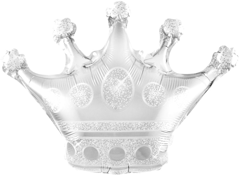 Шар фольга Фигура Корона серебро 102 см с гелием
