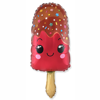 Шар фольга Фигура Мороженое Эскимо красное с гелием