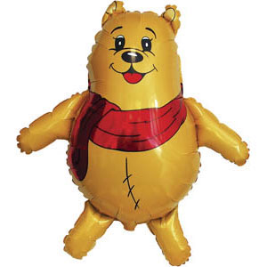 Шар фольга Фигура Медведь в шарфе 85х83см с гелием